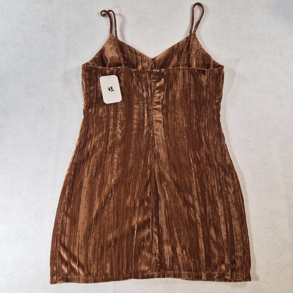 NWT Elodie Velvet Sleevless Mini Dress Clay Brown V-Neck Size Medium Juniors - Picture 10 of 12